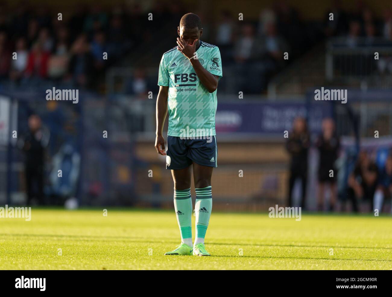 High Wycombe, UK. 28th July, 2021. Boubakary Soumare of Leicester City during the 2021/22 Pre Season Friendly match between Wycombe Wanderers and Leicester City at Adams Park, High Wycombe, England on 28 July 2021. Photo by Andy Rowland. Credit: PRiME Media Images/Alamy Live News Stock Photo