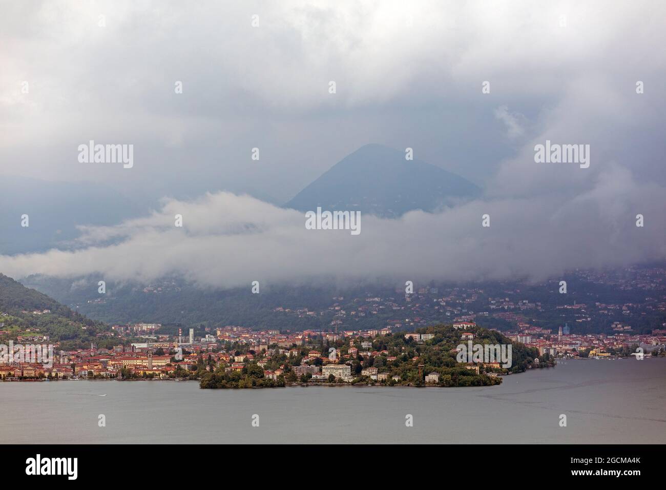 view of Verbania from Stresa, Lake Maggiore, Piedmont, Italy Stock Photo