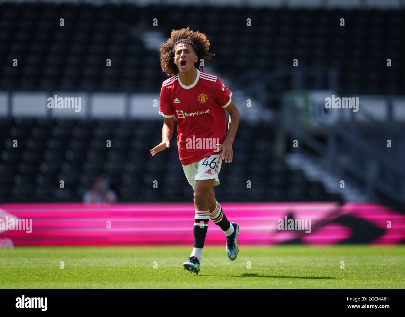 Derby, UK. 18th July, 2021. Hannibal Mejbri of Man Utd during the 2021/22 Pre Season Friendly match between Derby County and Manchester United at the Ipro Stadium, Derby, England on 18 July 2021. Photo by Andy Rowland. Credit: PRiME Media Images/Alamy Live News Stock Photo