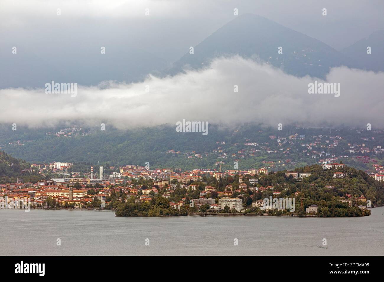 view of Verbania from Stresa, Lake Maggiore, Piedmont, Italy Stock Photo