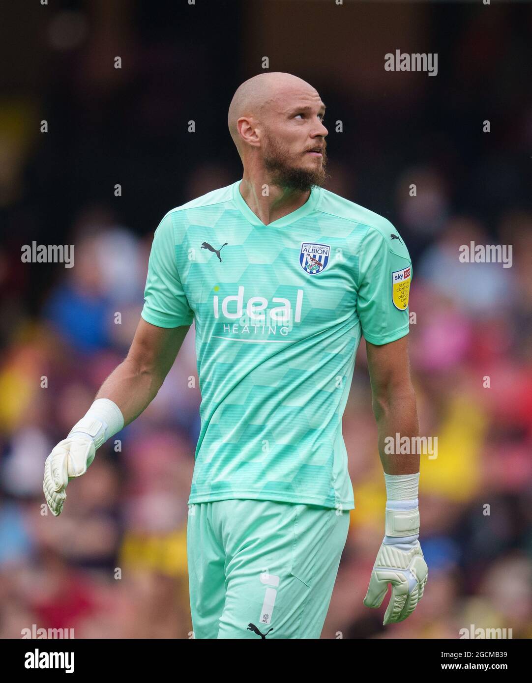 Watford, UK. 24th July, 2021. Goalkeeper David Button of WBA during the 2021/22 Pre Season Friendly match between Watford and West Bromwich Albion at Vicarage Road, Watford, England on 24 July 2021. Photo by Andy Rowland. Credit: PRiME Media Images/Alamy Live News Stock Photo