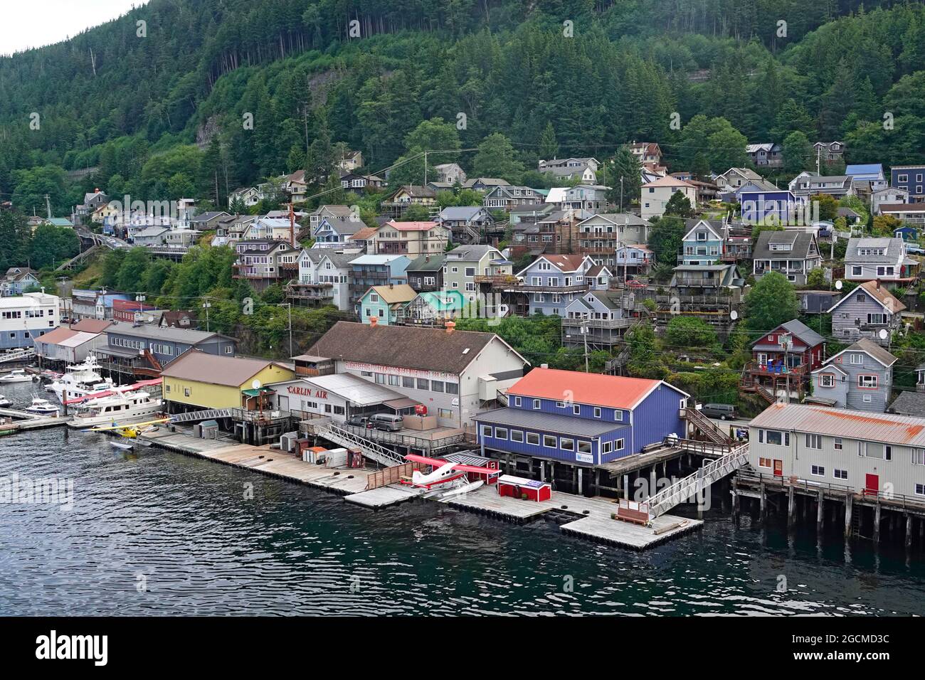 A view of downtown Ketchikan, Alaska, a waterefront town, once a salmon