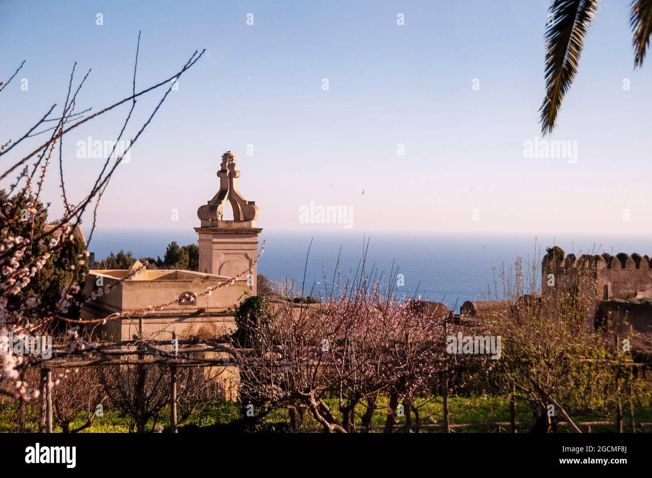 The Carthusian Monastery and Gardens of Augustus overlooking the Tyrrhenian Sea on Capri, Italy. Stock Photo