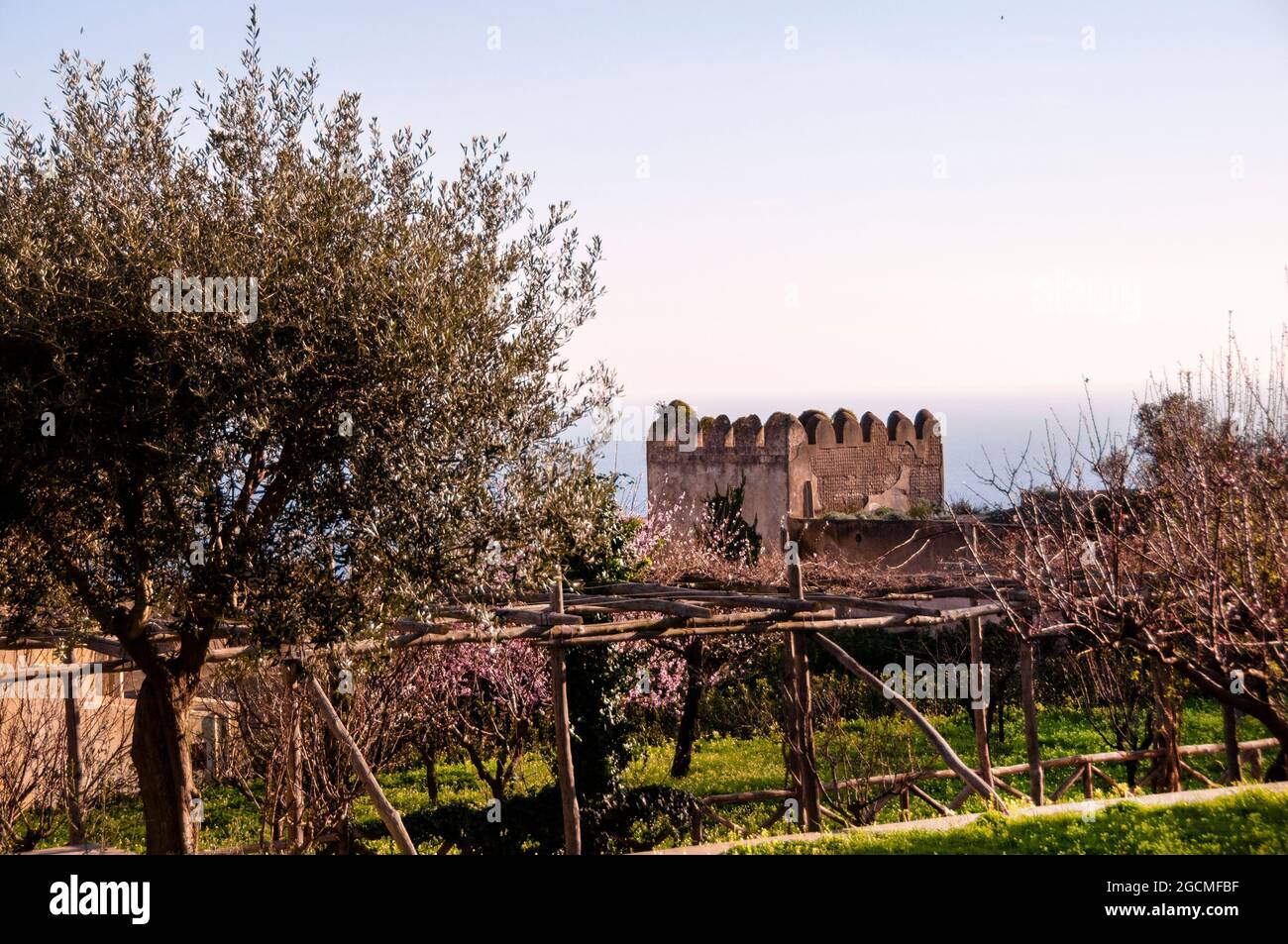 The Carthusian Monastery and Gardens of Augustus overlooking the Tyrrhenian Sea on Capri, Italy. Stock Photo