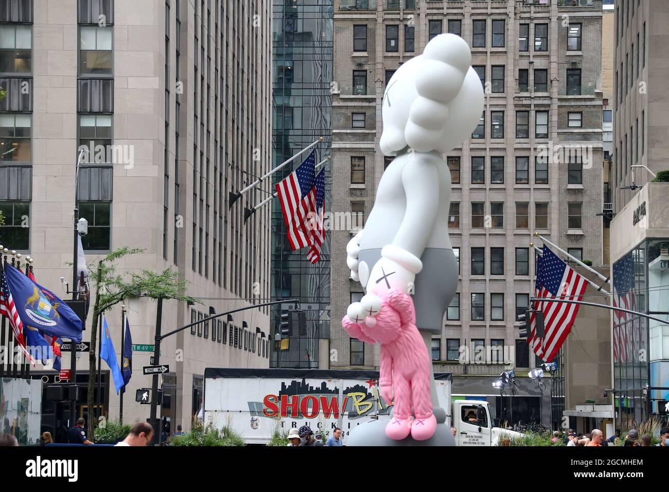 Kaws Statue by artist Brian Donnelly at The Rockefeller Center Plaza in