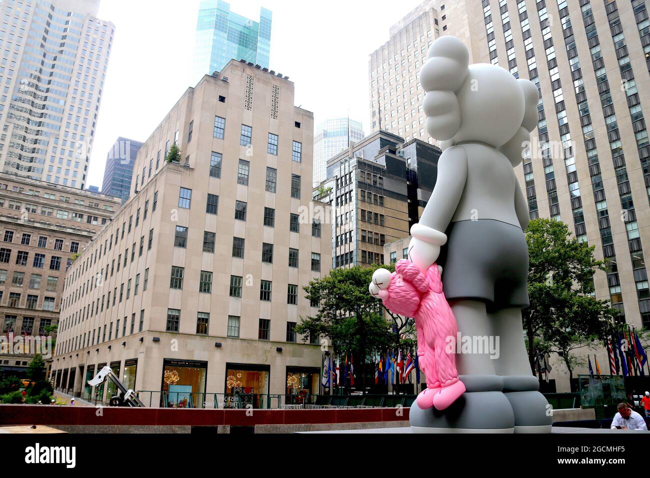 Kaws Statue by artist Brian Donnelly at The Rockefeller Center Plaza in