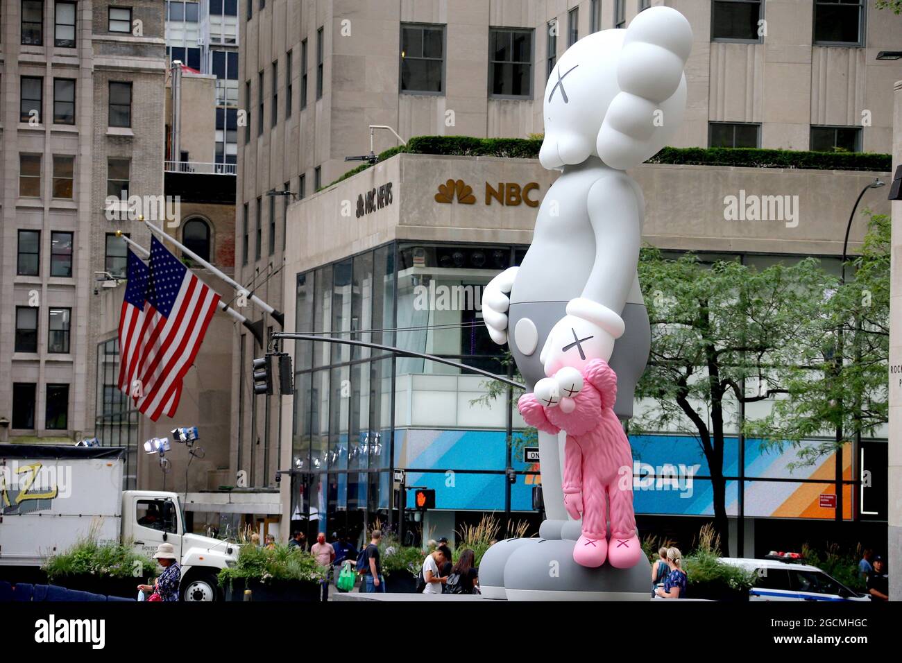 Kaws Statue by artist Brian Donnelly at The Rockefeller Center Plaza in