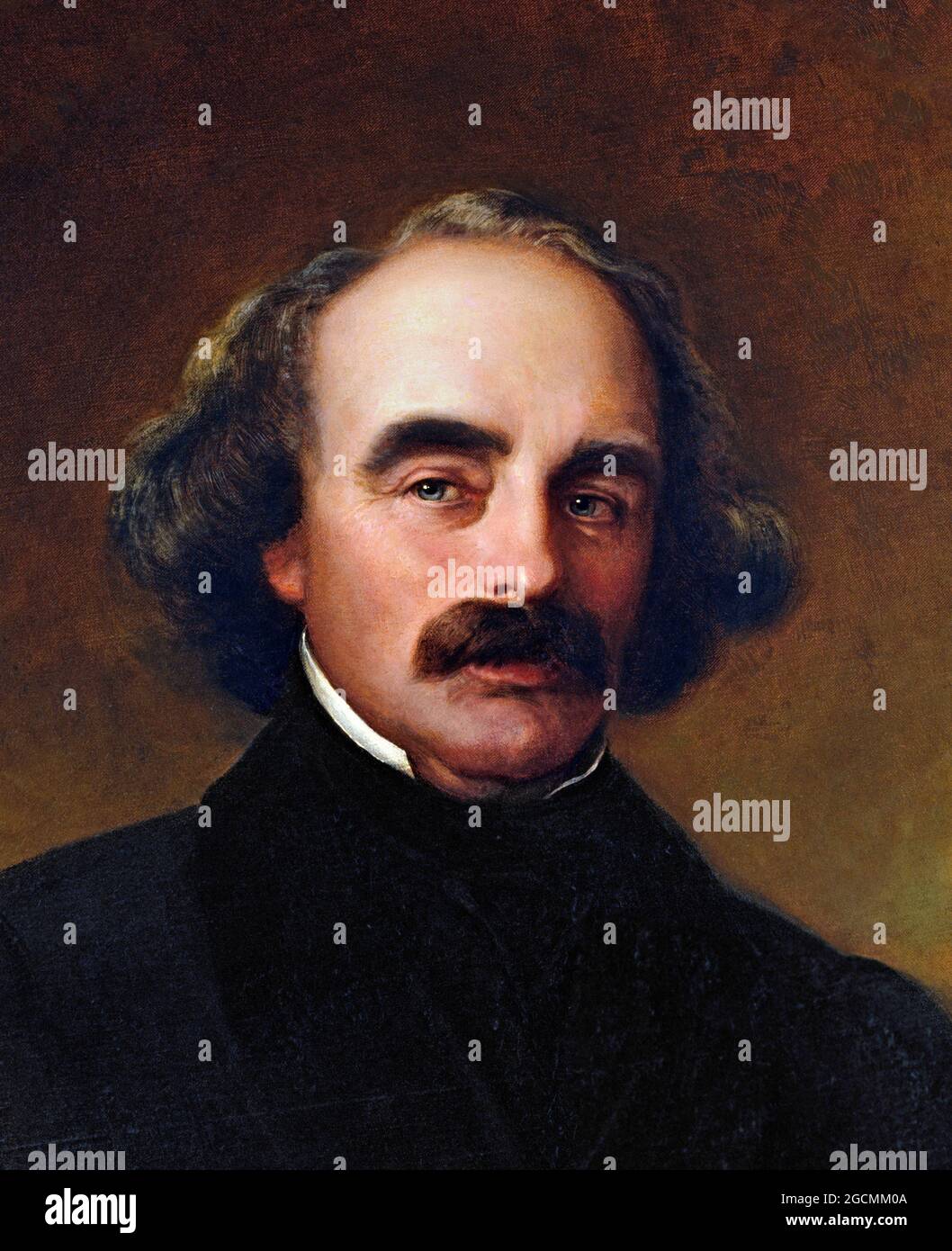 Portrait of the American writer, Nathaniel Hawthorne (1804-1864) by Emanuel Leutze, oil on canvas, 1862 Stock Photo