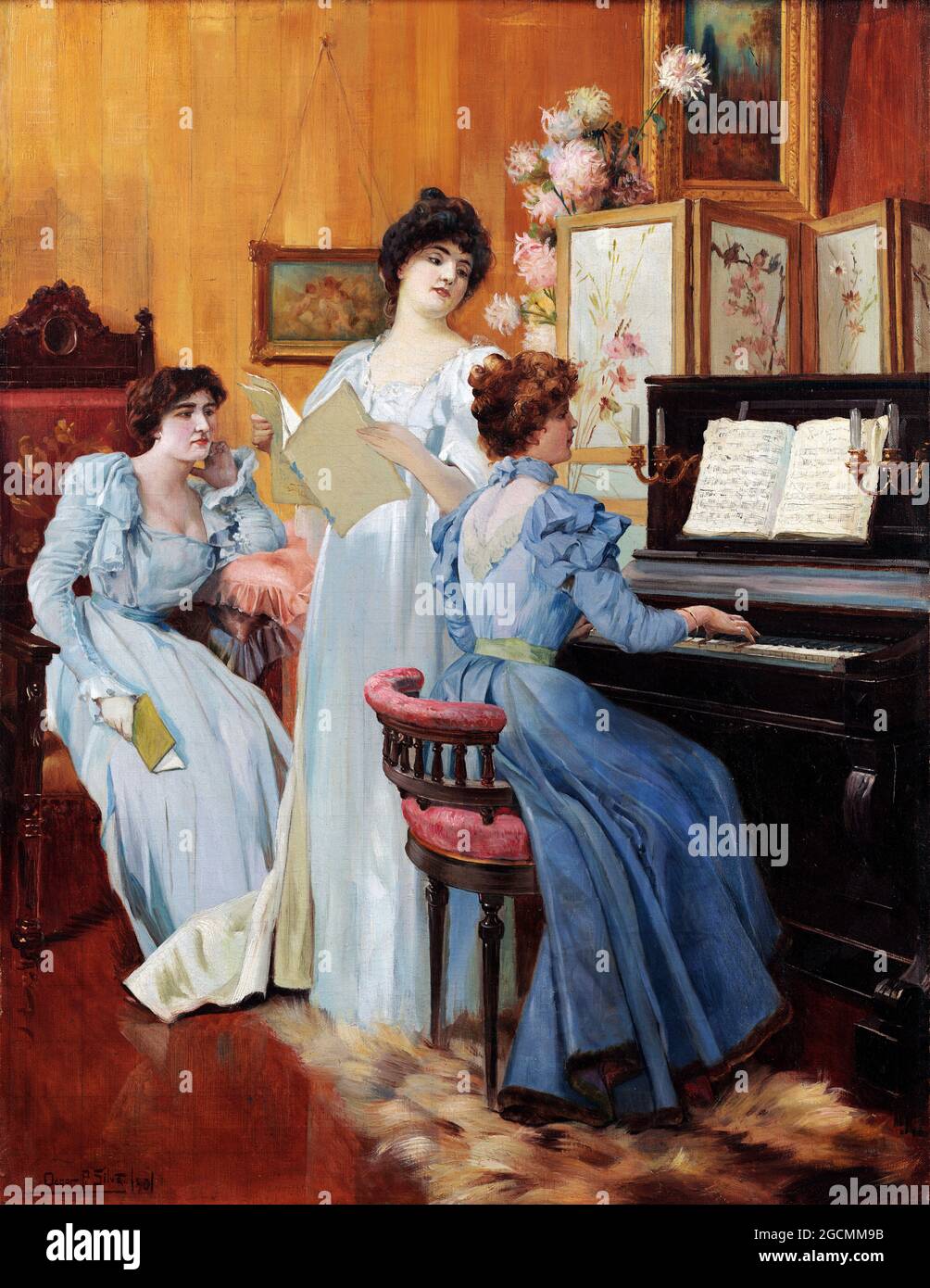 Hora da Musica by Oscar Pereira da Silva (1867-1939), oil on canvas, 1901 Stock Photo