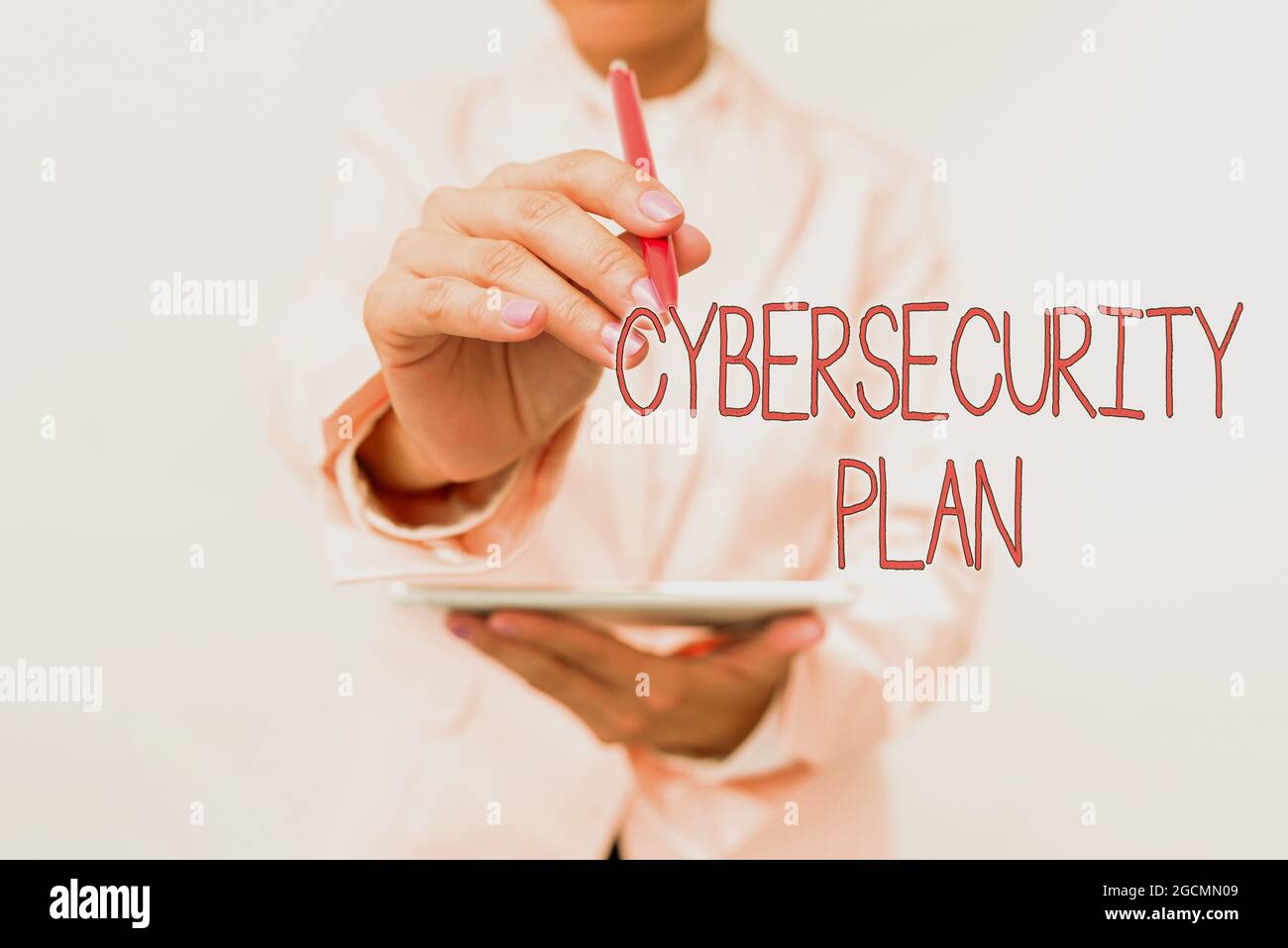 Conceptual caption Cybersecurity Plan. Internet Concept Techniques of protecting computer and system from attacks Presenting New Technology Ideas Stock Photo