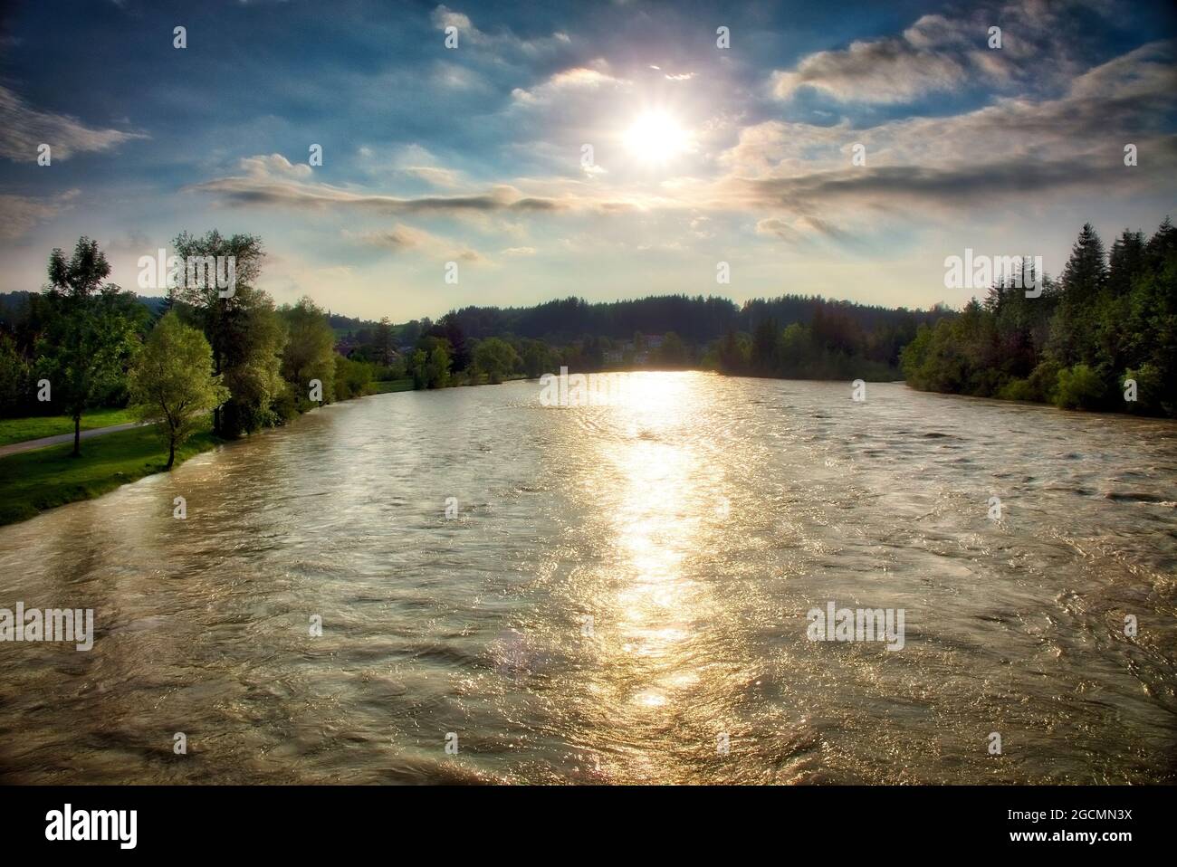DE - BAVARIA: River Isar at Bad Tölz  (HDR-Photography) Stock Photo