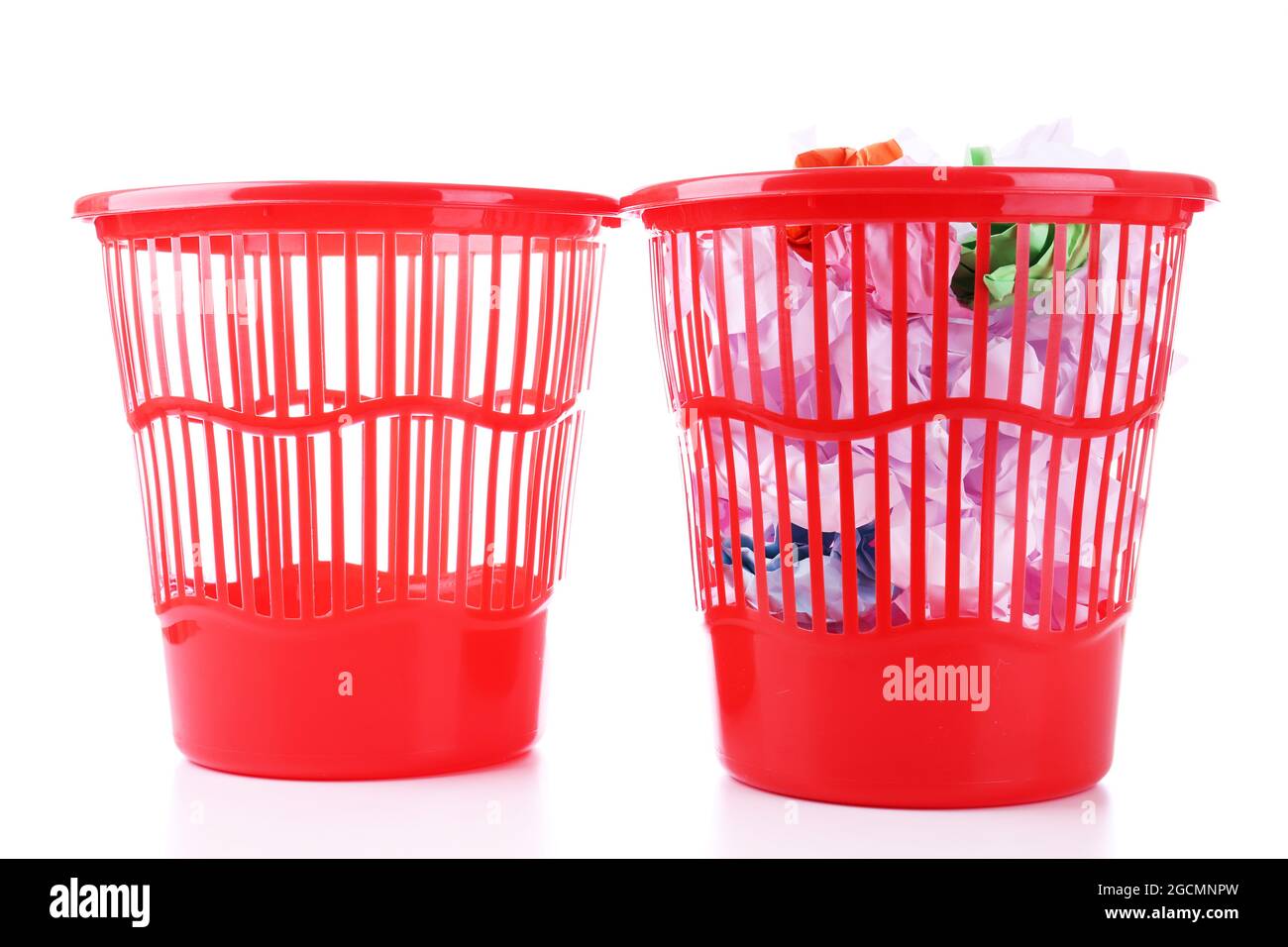 Full and empty garbage bins, isolated on white Stock Photo Alamy