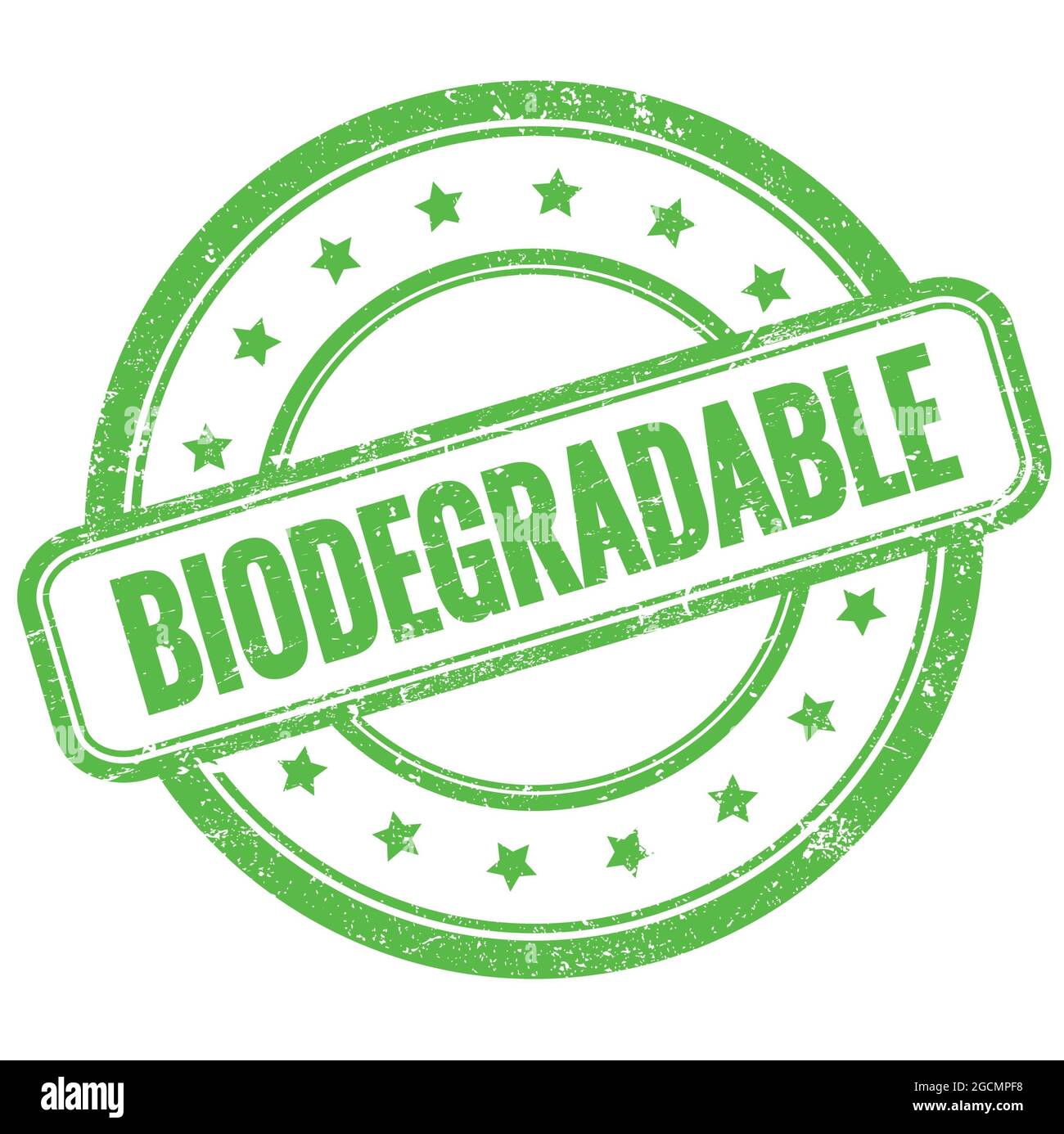 BIODEGRADABLE text on green vintage grungy round rubber stamp Stock ...