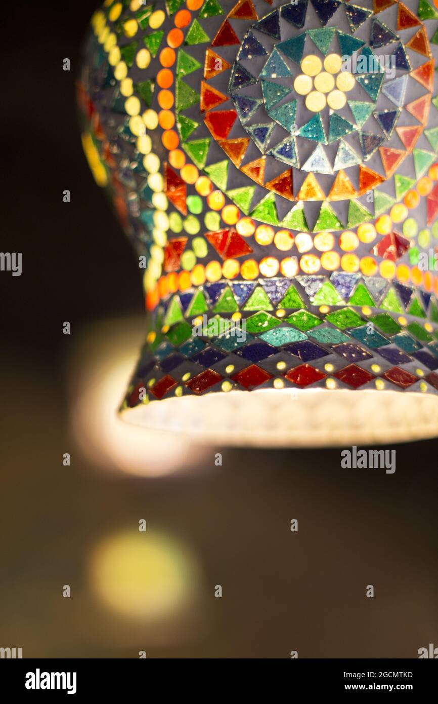 Artistic Mosaic Lamp Round Shape Hanging Lamp Shade Star Pattern Stock Photo Alamy