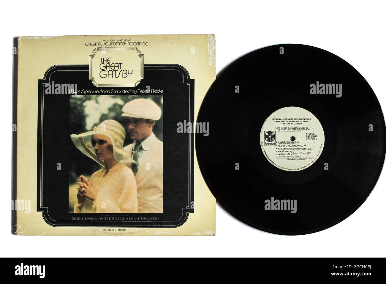 The Great Gatsby is a 1974 American romantic drama film based on F. Scott Fitzgerald's novel. Soundtrack album on vinyl record LP disc. Album cover Stock Photo