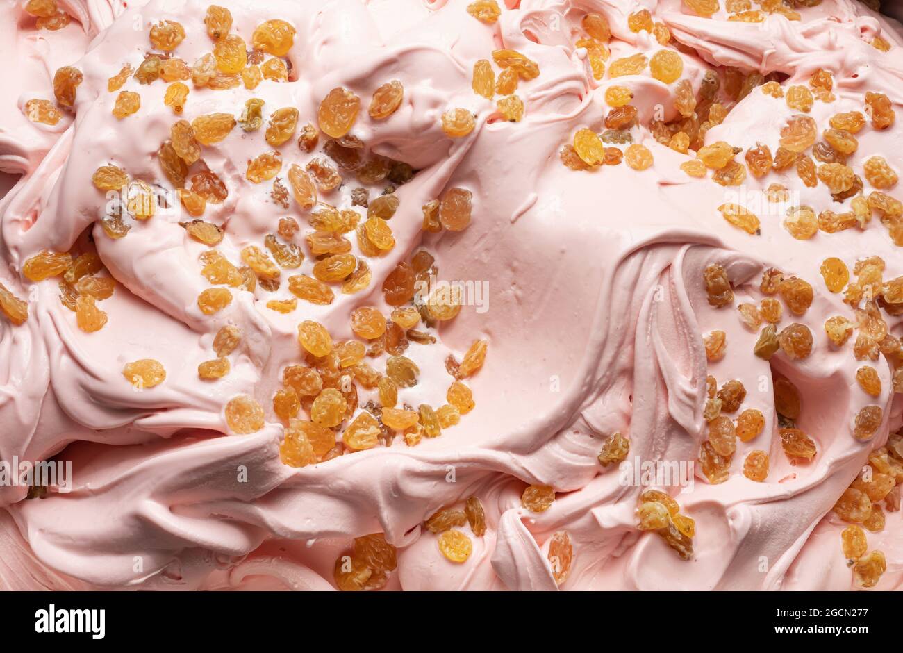 Punch flavour gelato - full frame detail. Close up of pink surface ...