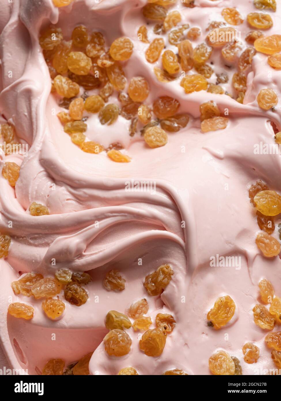 Punch flavour gelato - full frame detail. Close up of pink surface ...