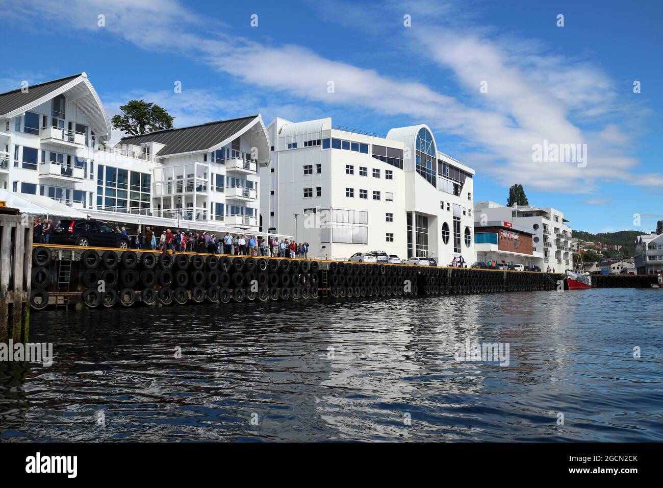 Contemporary architecture on the waterfront of Molde, Norway on a day in June Stock Photo