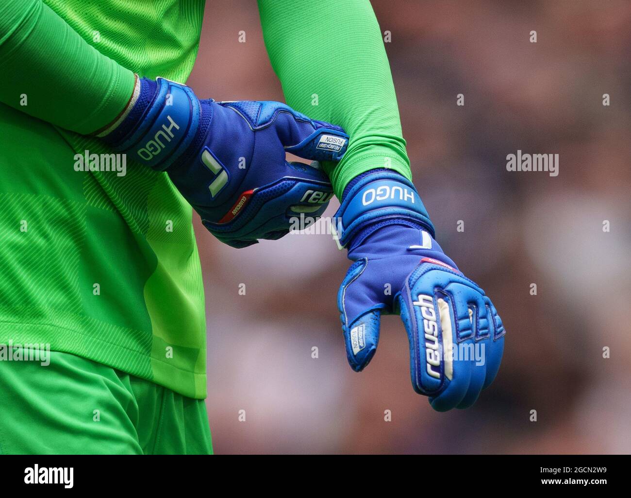 White Hart Lane, UK. 08th Aug, 2021. The REUSCH Goalkeeping gloves of  Goalkeeper Hugo Lloris of Spurs during the 2021/22 Pre Season Friendly  'Mind series tournament' match between Tottenham Hotspur and Arsenal