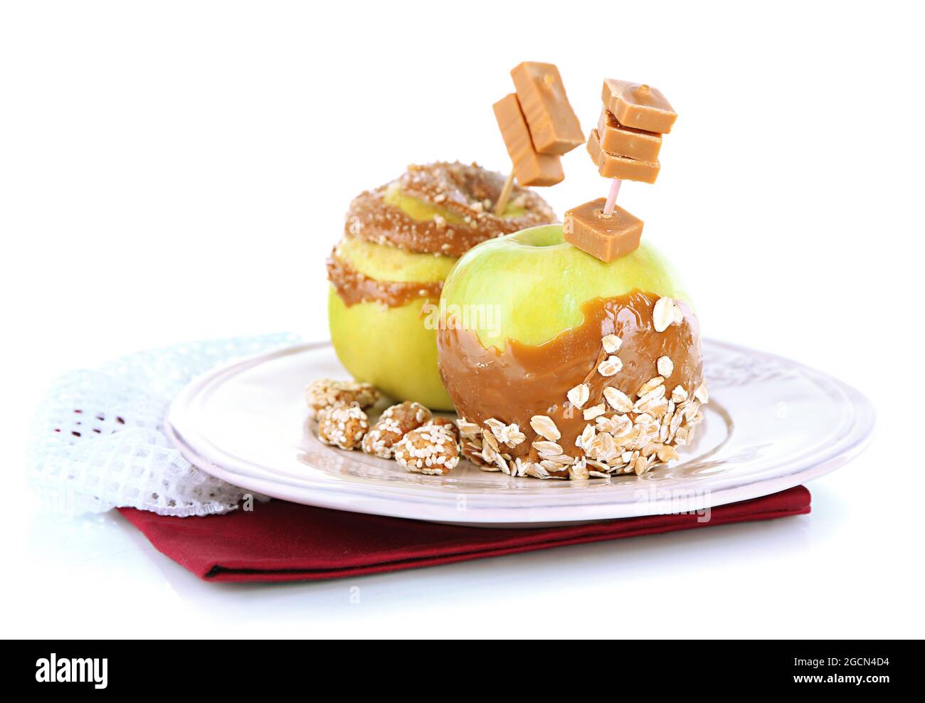 Homemade taffy apples, isolated on white Stock Photo Alamy