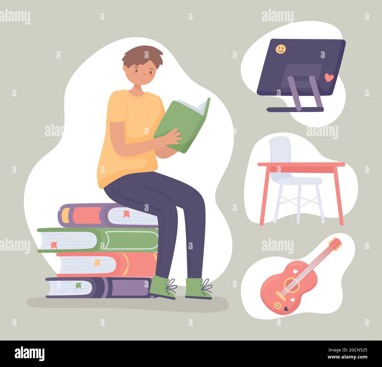 set of boy learning Stock Vector Image & Art - Alamy
