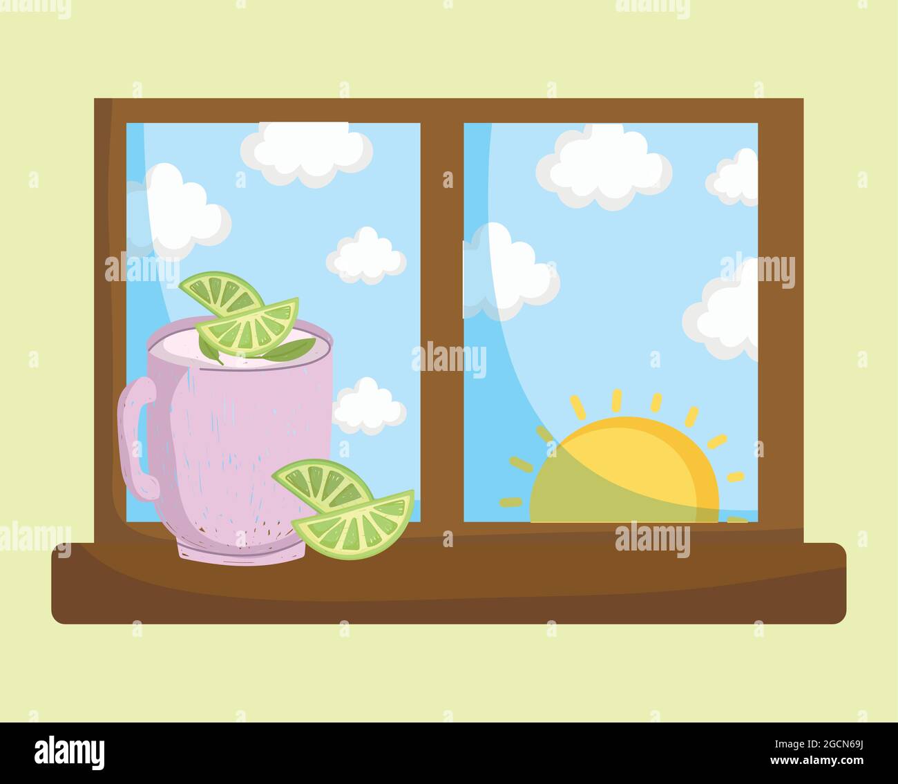 pitcher of lemonade on the window Stock Vector Image & Art - Alamy