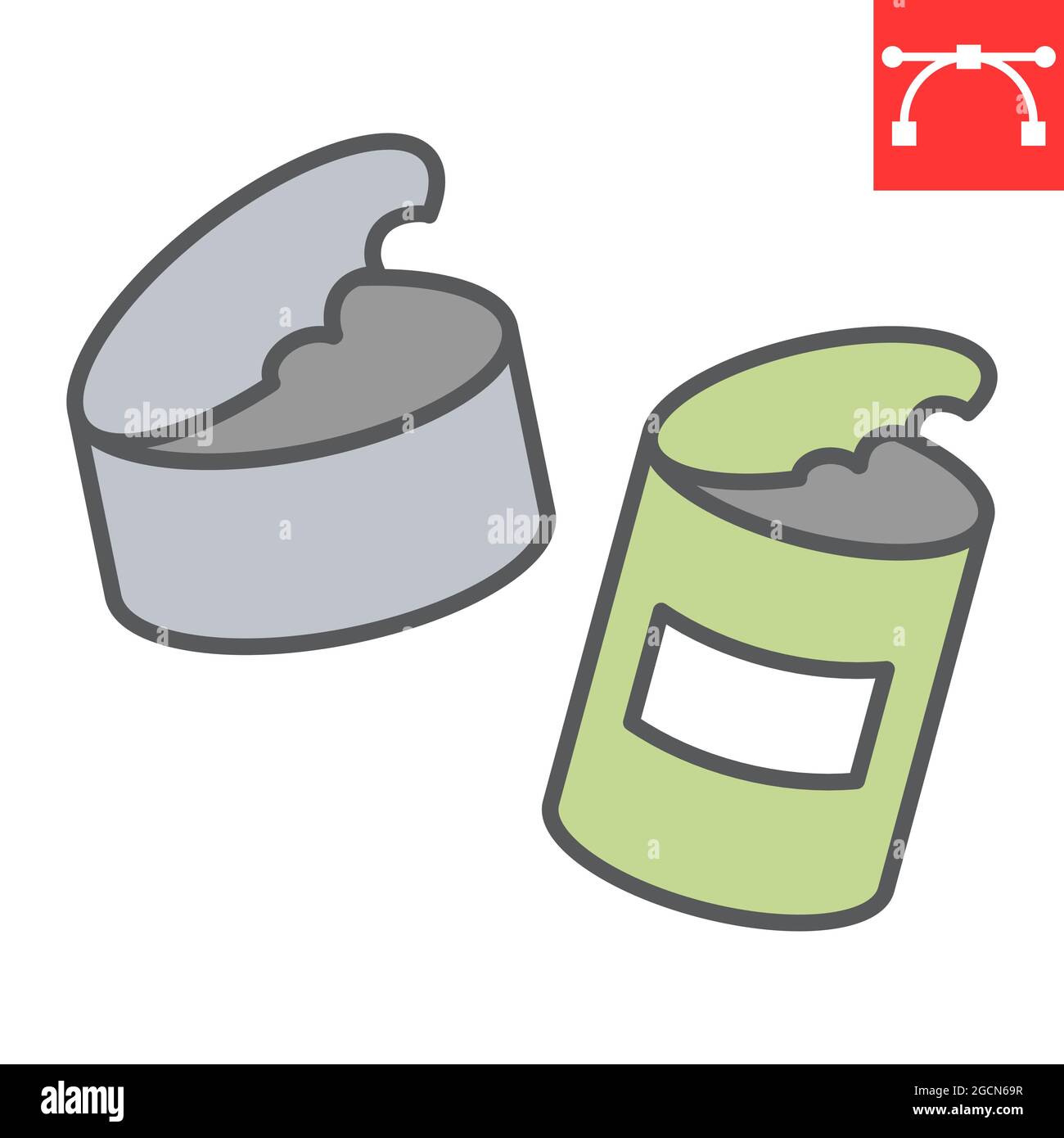 Can waste color line icon, recycle and ecology, metal waste vector icon, vector graphics, editable stroke filled outline sign, eps 10. Stock Vector