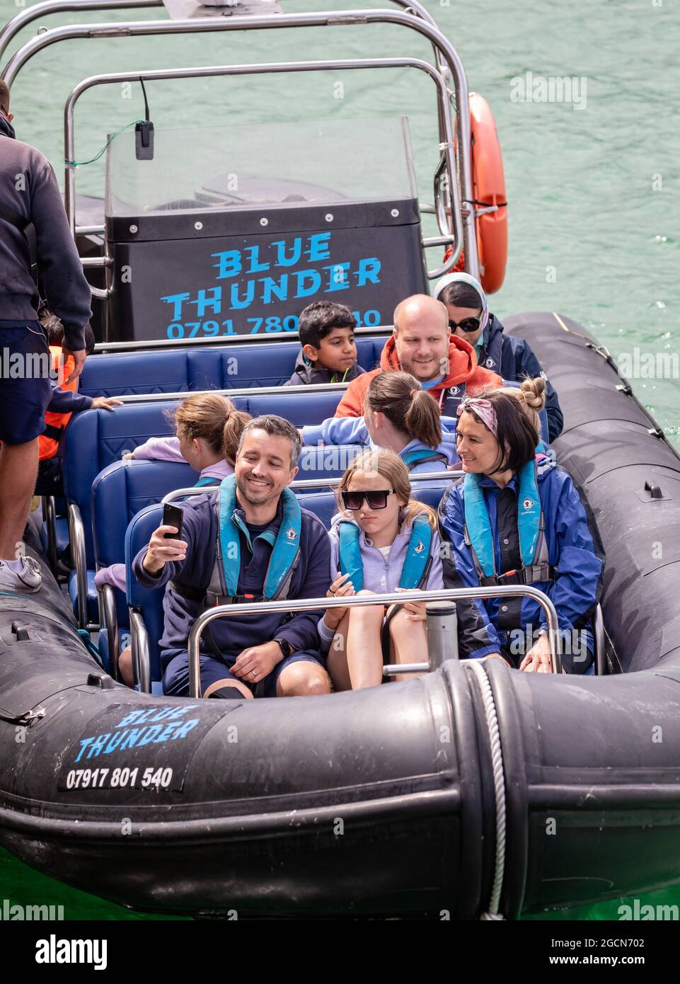 High speed ocean rib ride at St Ives, Cornwall, UK on 2 August 2021 ...