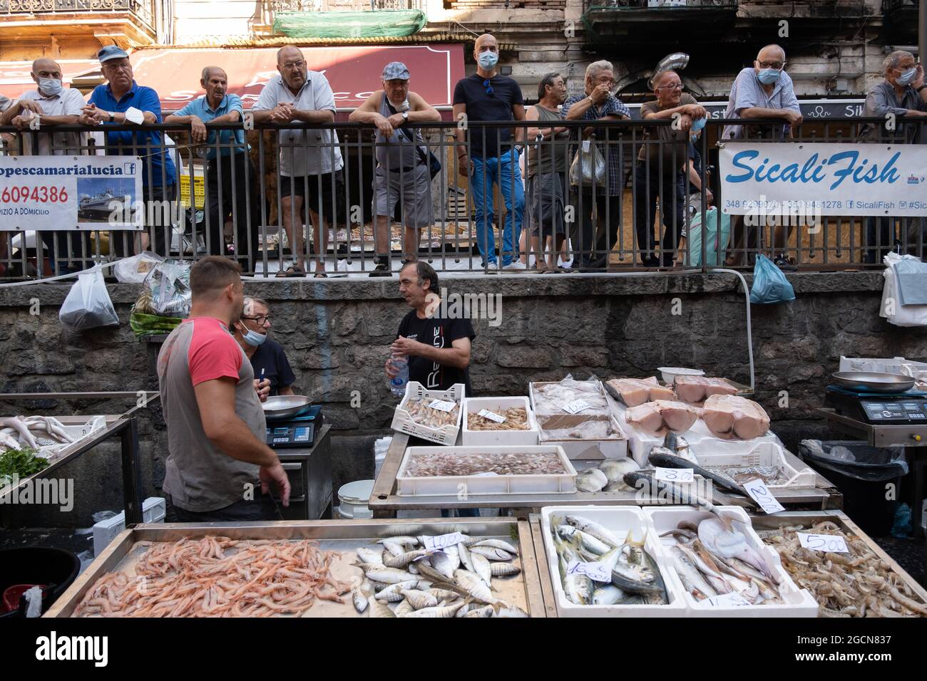 Catania, Sicily, Italy 22 July 2021 traditional fish market Stock