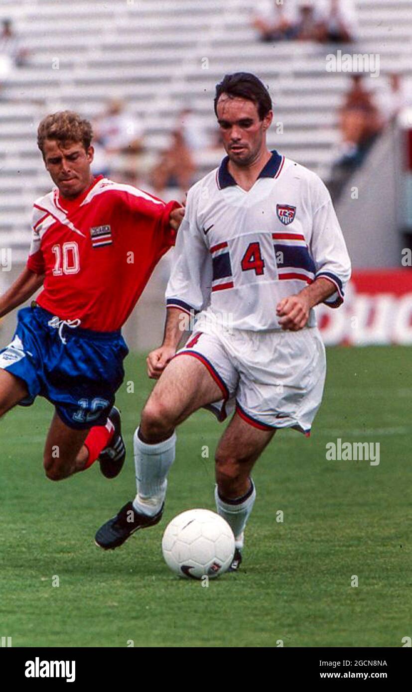 Mike Burns in action for the USA national soccer team against Costa Rica on May 28, 1995 in Tampa, Florida. Costa Rica won 2-1. Stock Photo