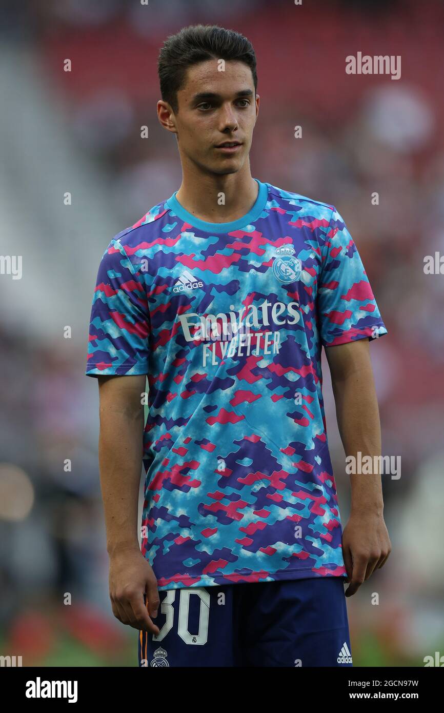 Klagenfurt, Austria, 8th August 2021. Sergio Arribas of Real Madrid looks  on during the warm up prior to the Pre Season Friendly match at Worthersee  Stadion, Klagenfurt. Picture credit should read: Jonathan