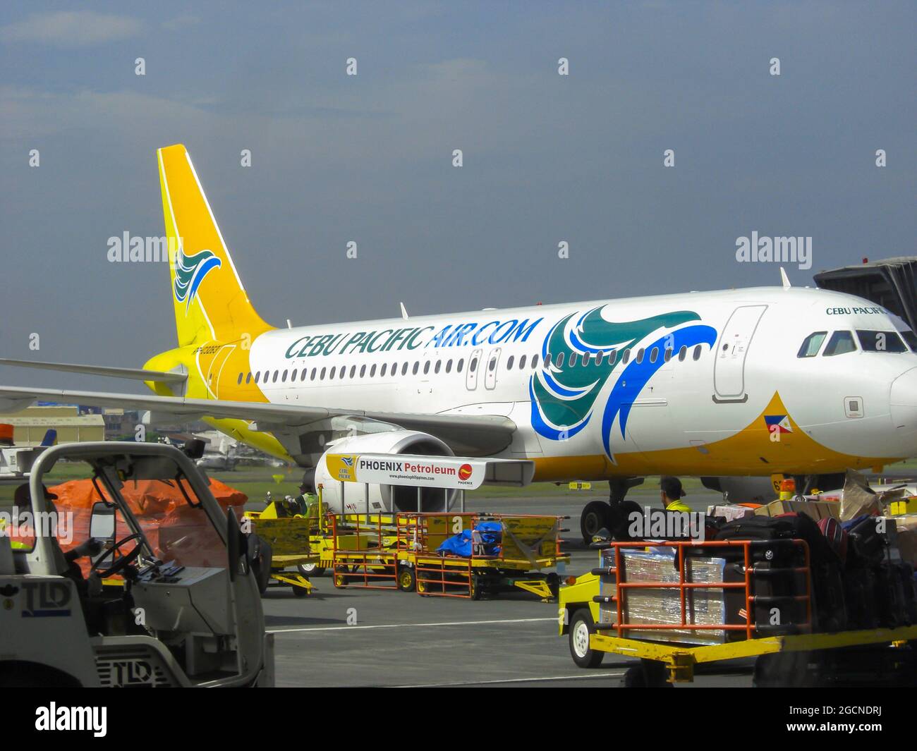 Cebu pacific air Airbus A-320-214 is parking at the international airport in Manila on the Philippines 14.12.2012 Stock Photo