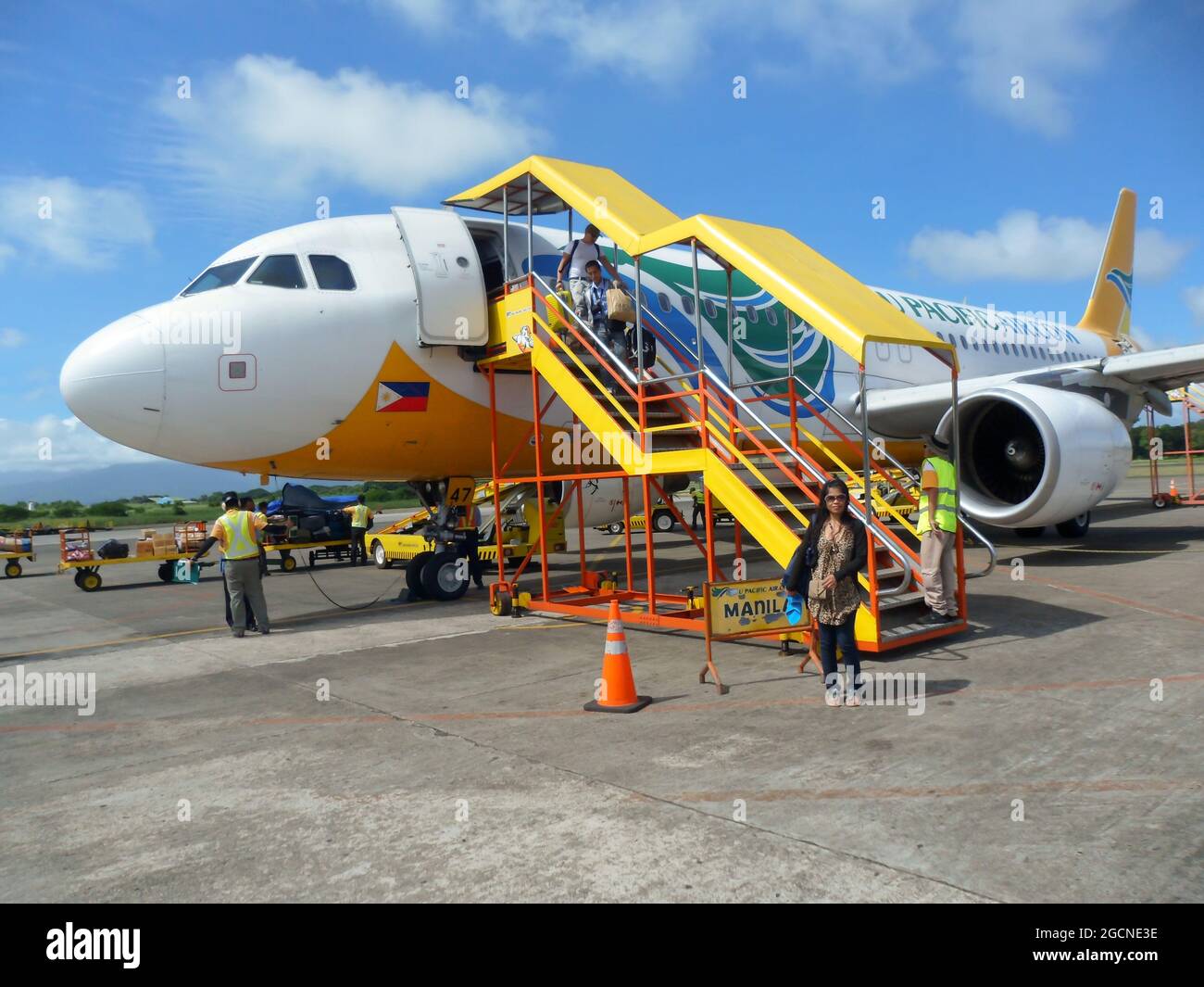 Airbus A320 is parking a the apron at the international airport in Manila on the Philippines 14.12.2012 Stock Photo