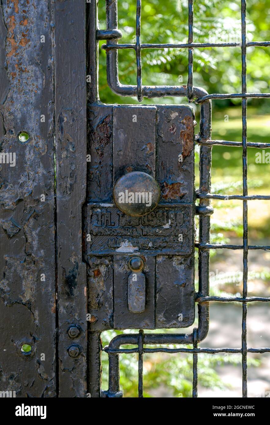 rusty old lock with knob on a garden door Stock Photo - Alamy