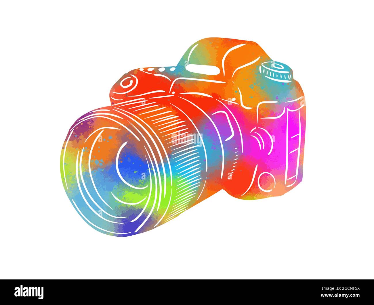 Graphic object multicolored SLR camera. Vector illustration Stock