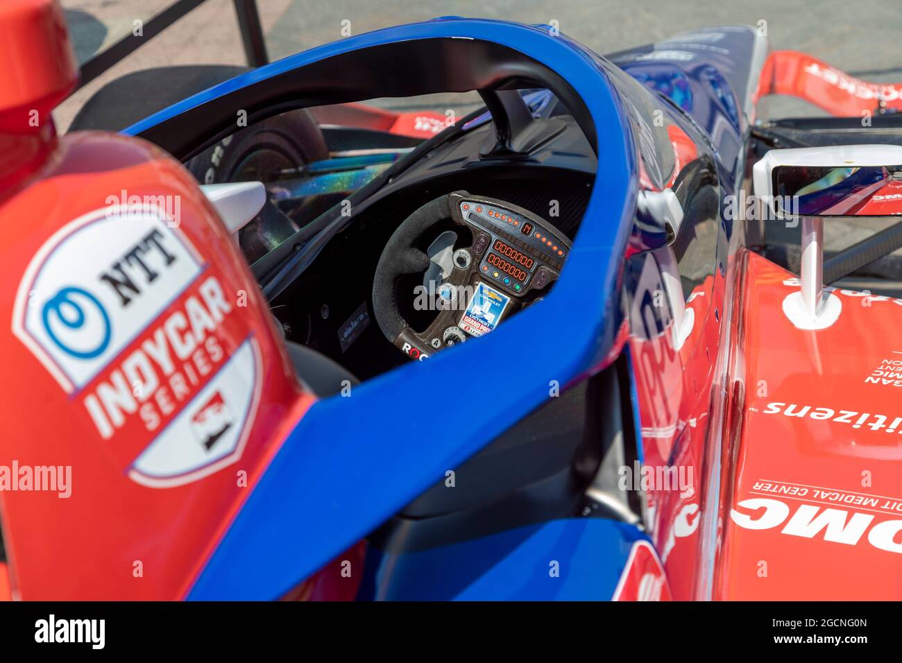 Detroit, Michigan - The Detroit Grand Prix Indycar race car on display at the Motor City Car Crawl. The vehicle is used only to promote the race; it h Stock Photo