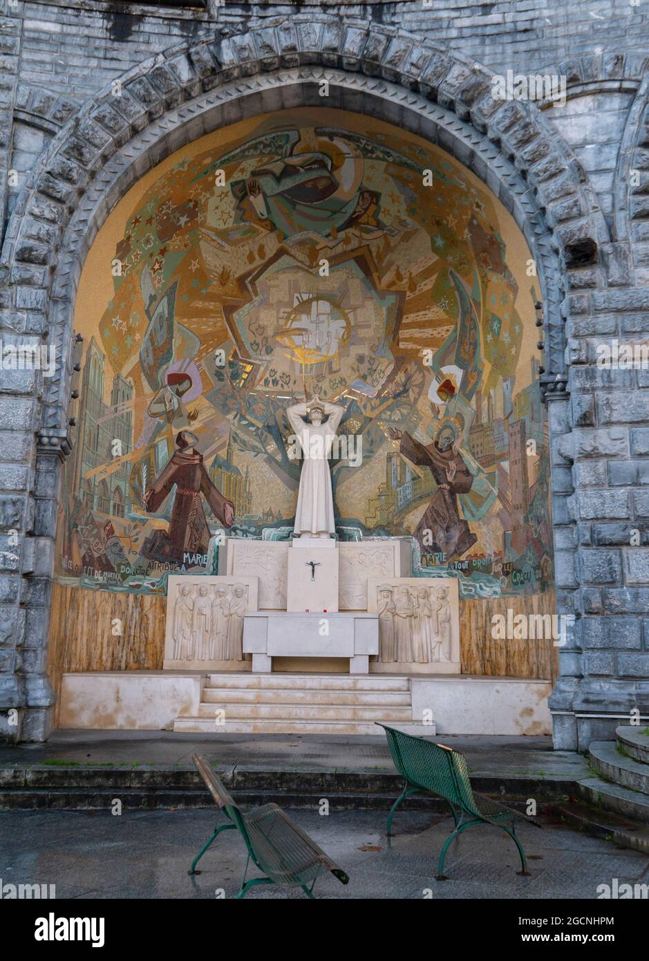 LOURDES, FRANCE October 12, 2020 External Saint Pascal Baylon chapel of the Basilica Our Lady
