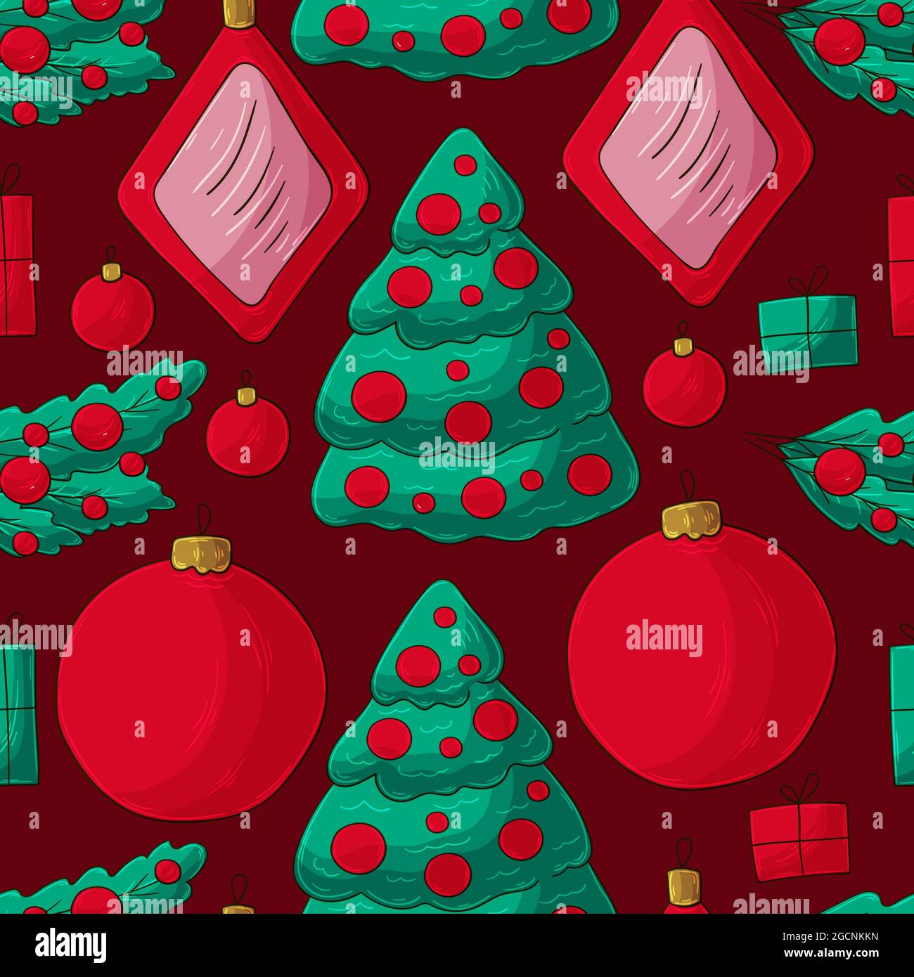 New Year\'s Holidays. Seamless vector pattern with Christmas tree ...