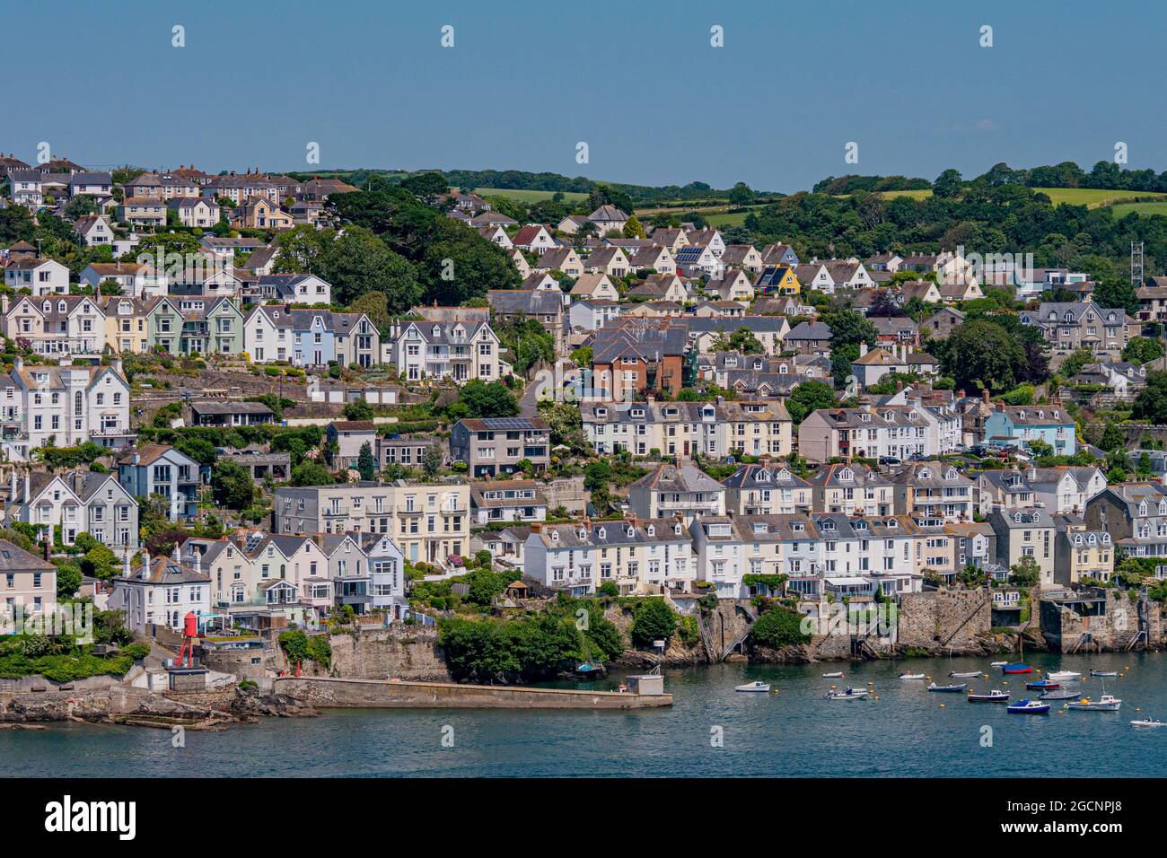 Waterfront properties overlooking Fowey Estuary, Cornwall, UK Stock