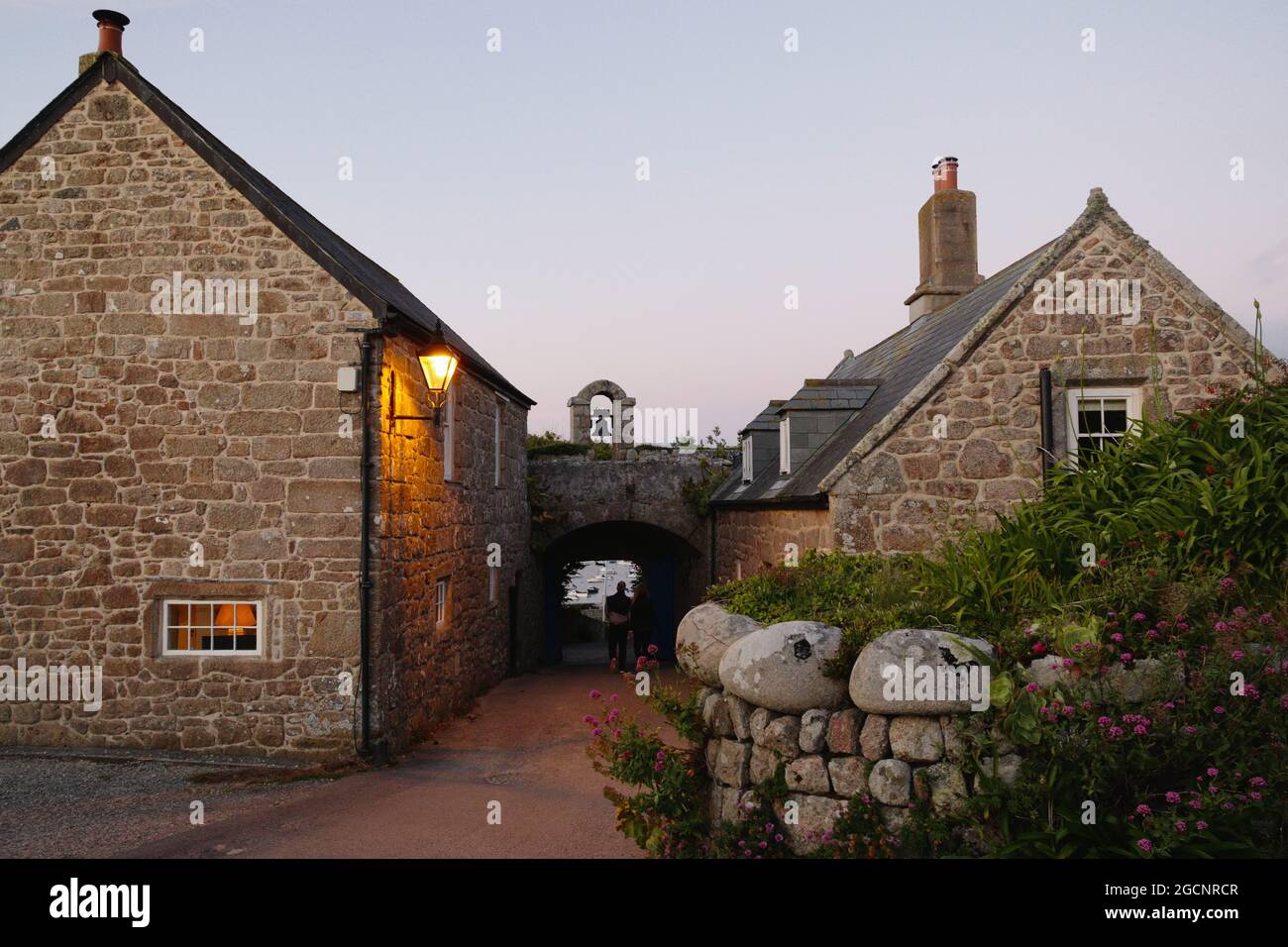 The Gatehouse Cottage on Garrison Hill, Hugh Town, St Mary's island, Isles of Scilly, Cornwall, England, UK, July 2021 Stock Photo