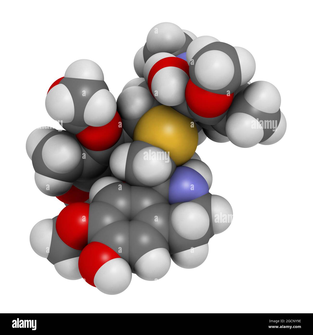 Trabectedin cancer drug molecule. 3D rendering. Stock Photo