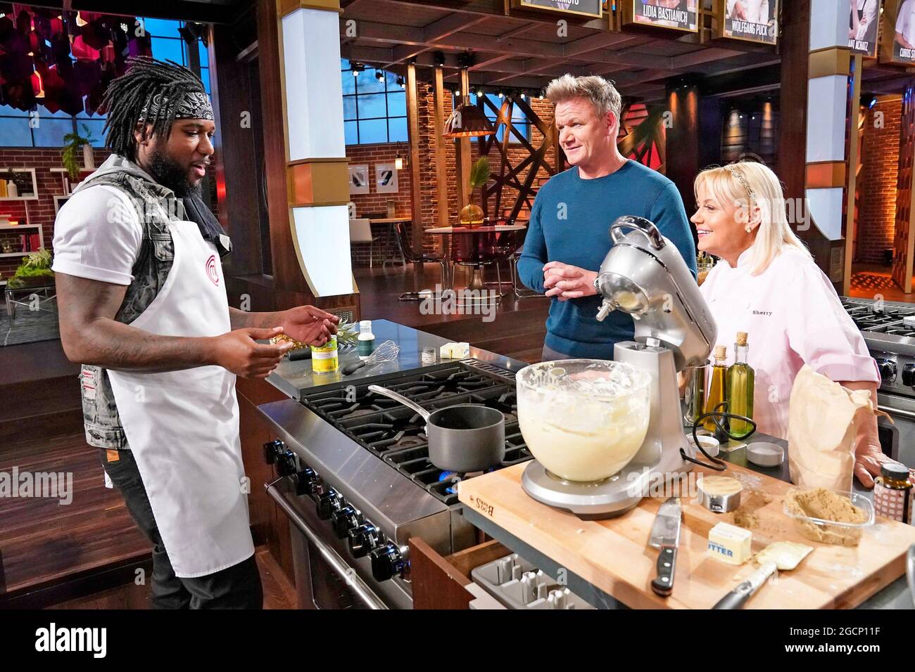 MASTERCHEF From Left Contestant Chef Tay Chef judge Gordon Ramsay Guest Judge Sherry Yard 