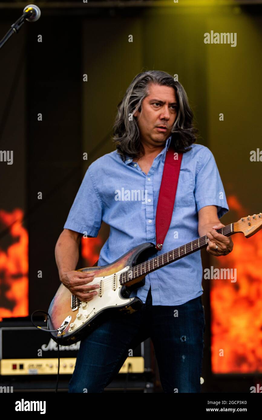 Edmonton Canada 08th Aug 21 Dave Genn Of 54 40 Rock Band Performs Live On Stage During The Together Again Festival At Northlands Exhibition Grounds In Edmonton Together Again Yeg Festival Is A Series