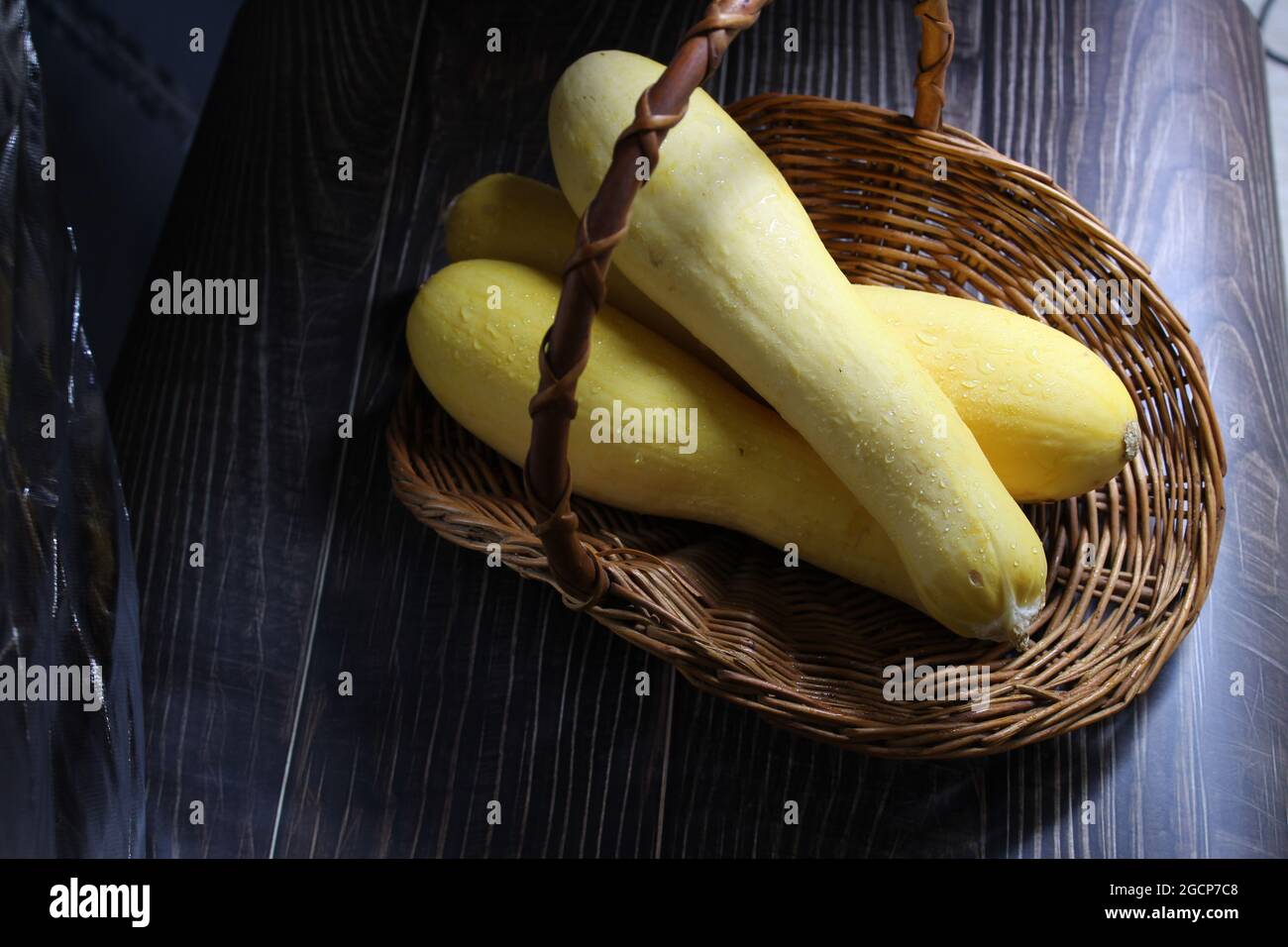 Colorful Squash in a Basket Stock Photo