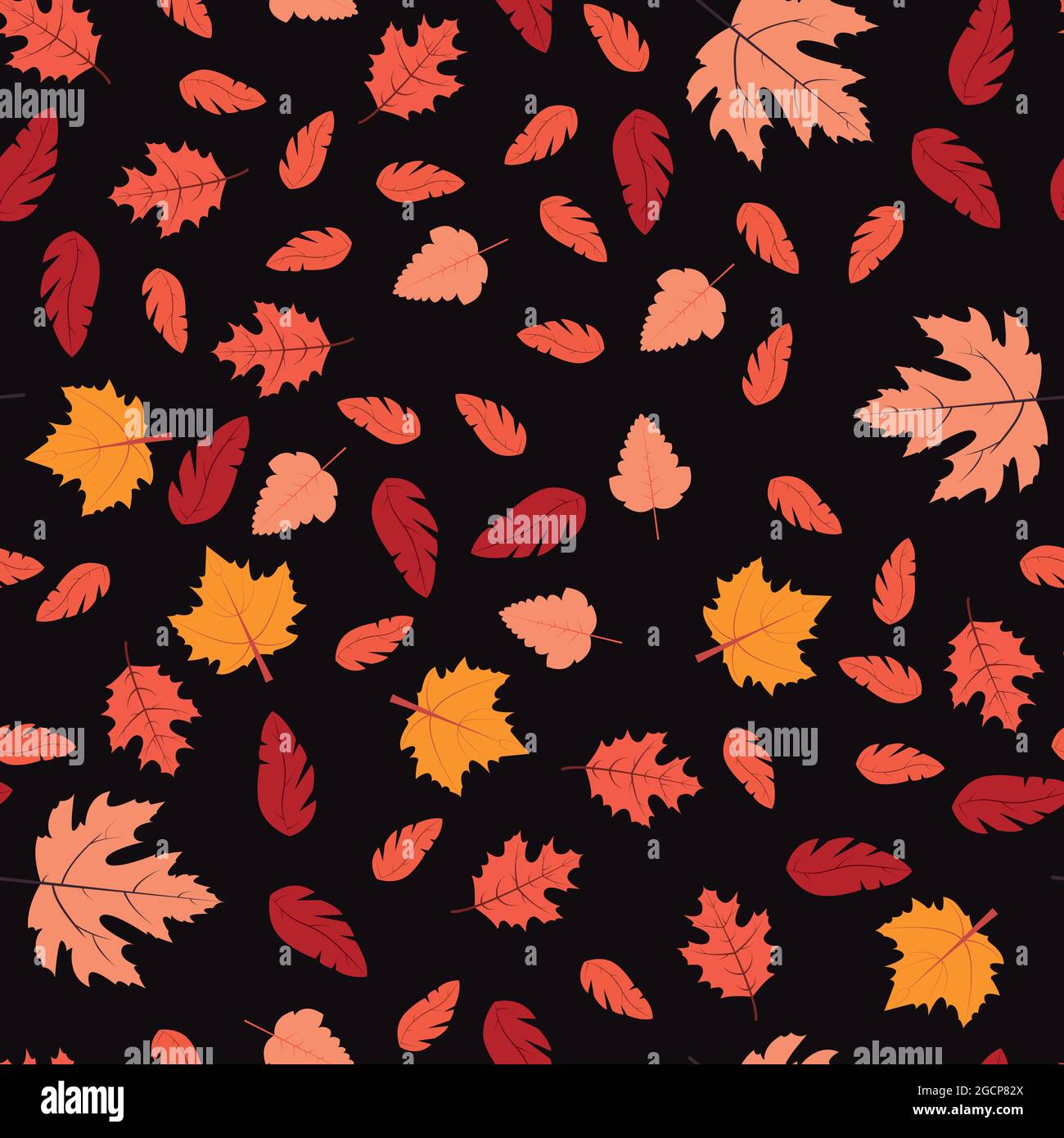 Seamless pattern with autumn leaves. Vector illustration Stock Vector