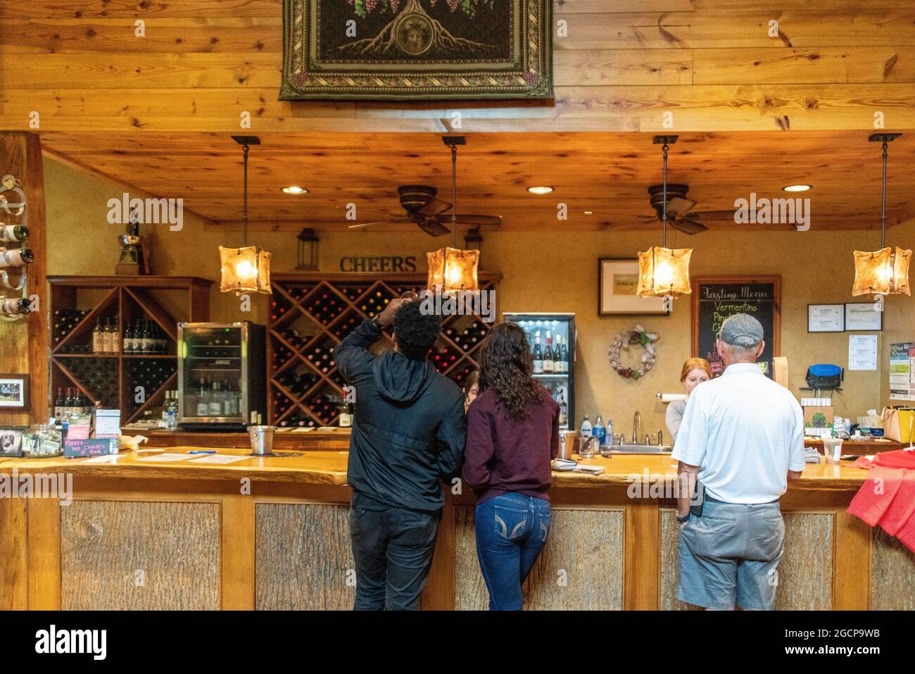 The sampling bar at the Tasting Room of the Grandfather Vineyard Winery