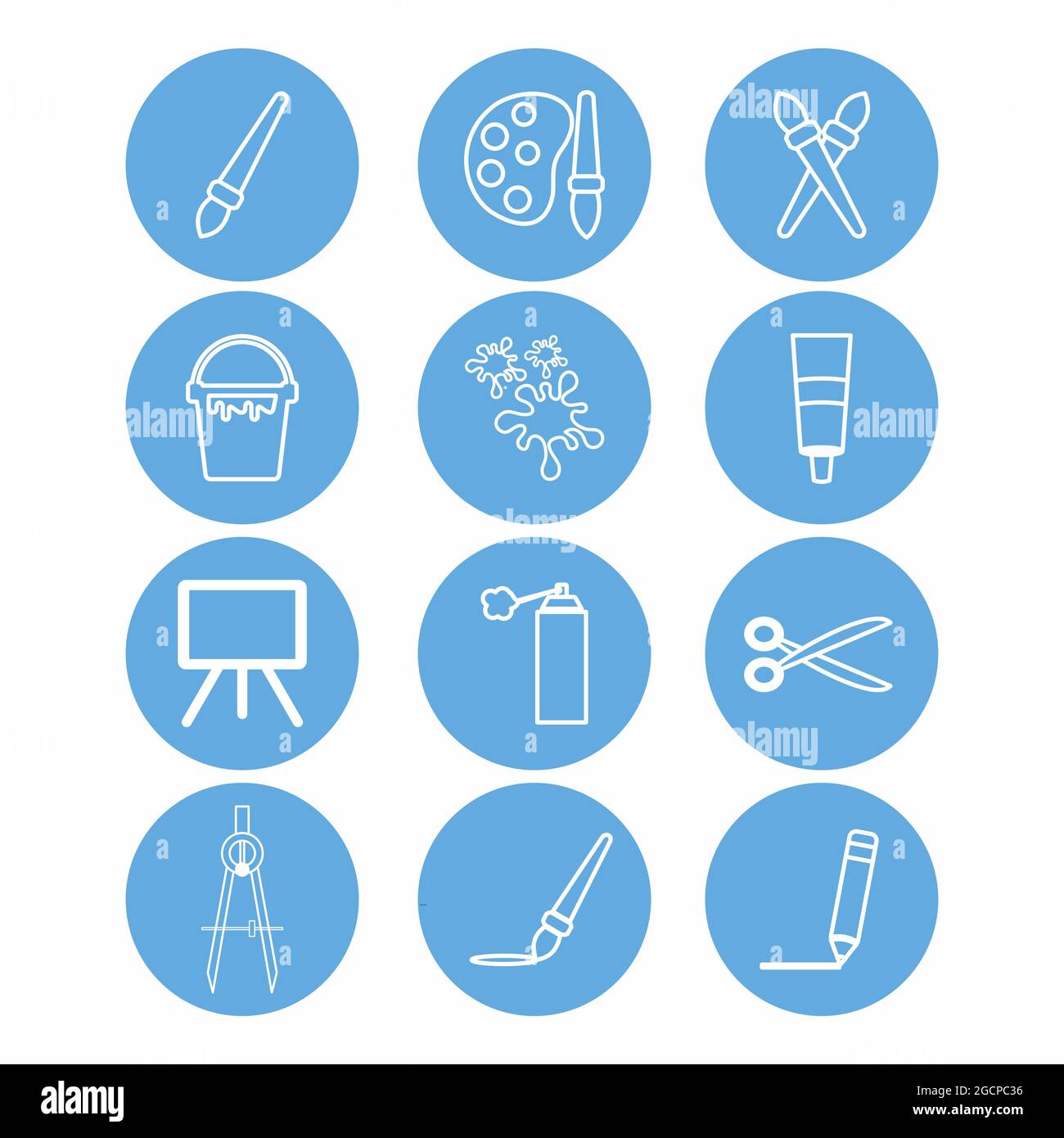Icon Vector of Painting Set - Blue Monochrome Style - simple ...