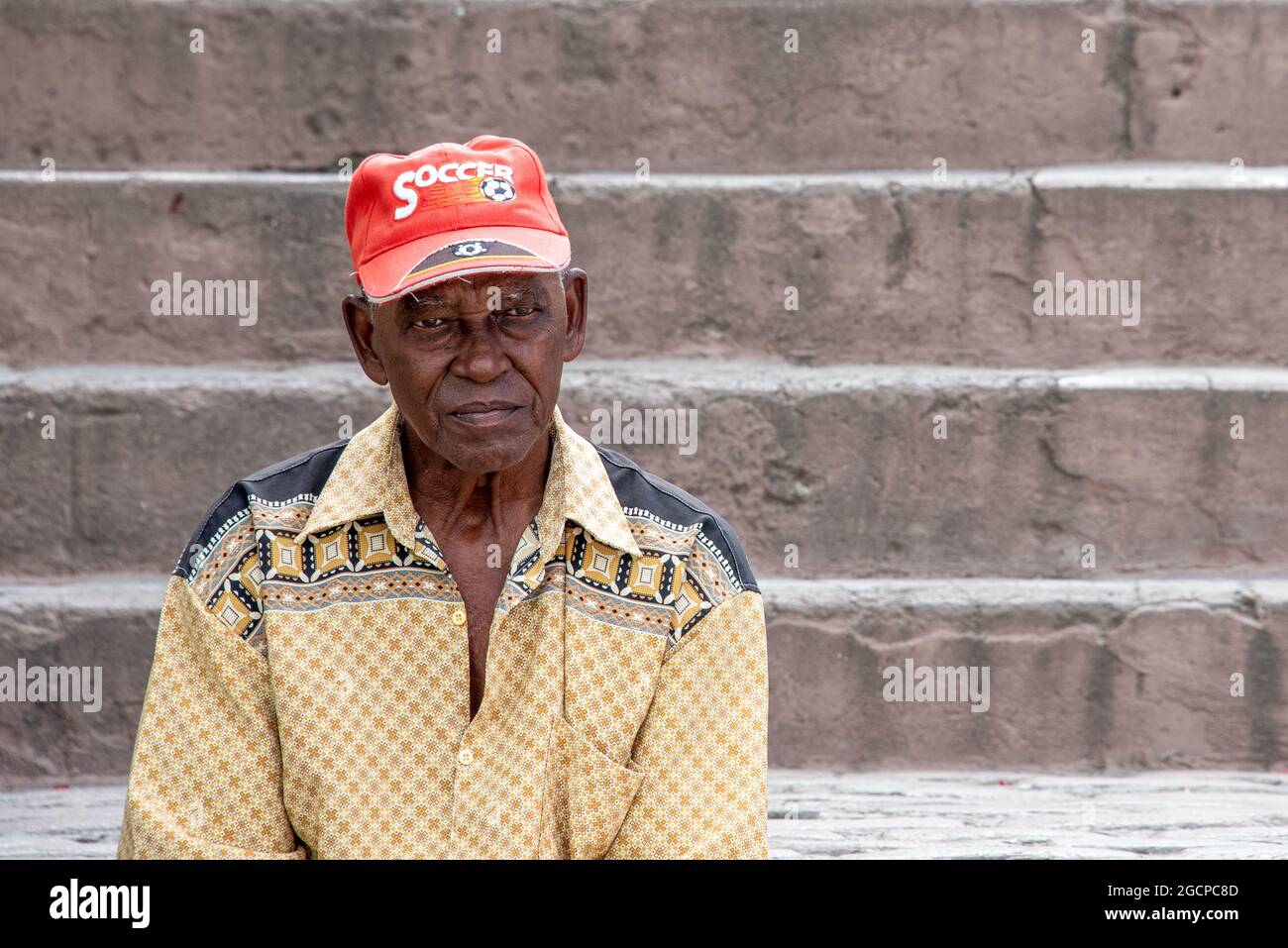 Candid portrait of Cuban man, Santiago de Cuba, Cuba, 2016 Stock Photo