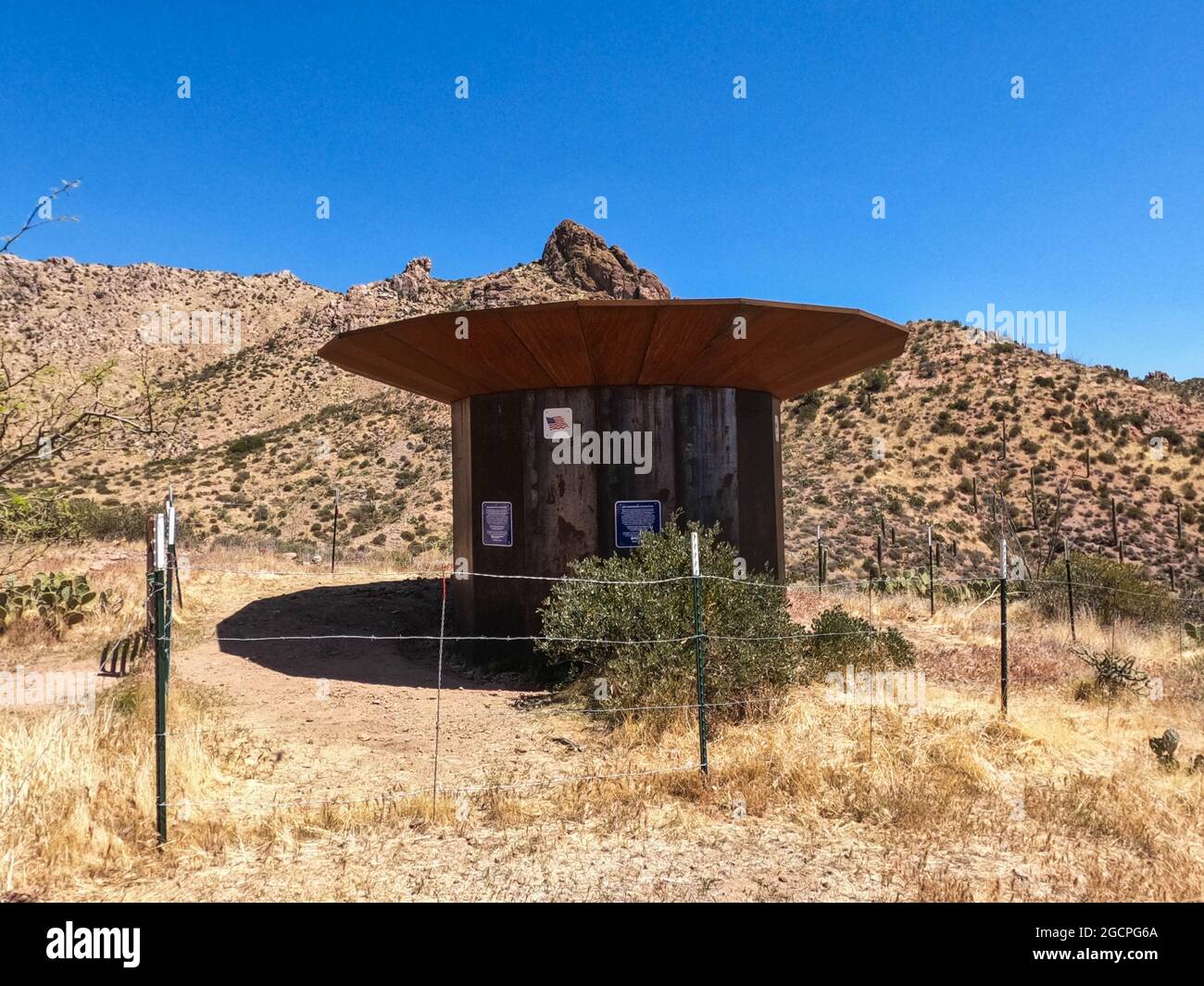 Rainwater tank on the Arizona Trail, Arizona, U.S.A Stock Photo