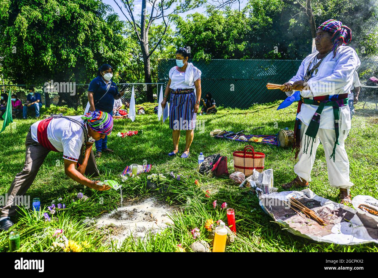 Izalco, El Salvador. 09th Aug, 2021. Indigenous people prepare items